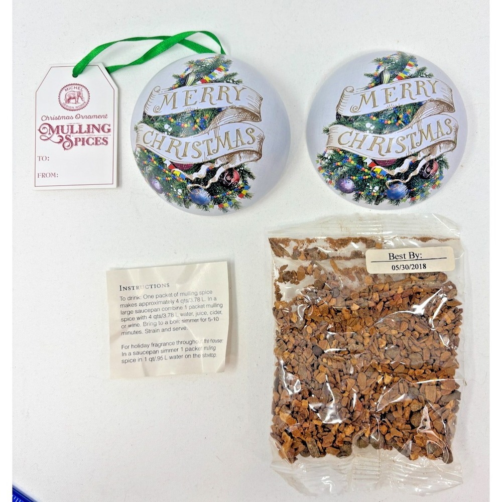 Merry Christmas Ornament with Mulling Spices Holiday Gift Set Vintage
